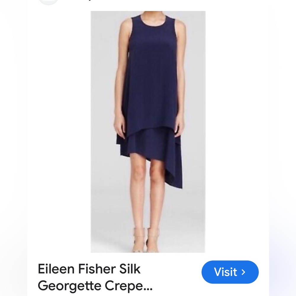 Eileen Fisher Blue Asymmetrical A-line Sundress